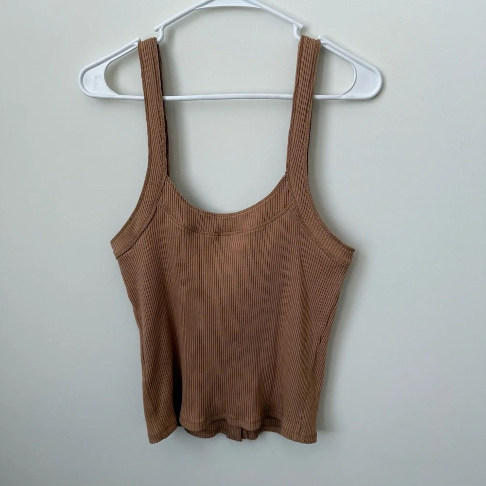 Free‎ People Bridgette Tank Camel Ribbed Button Front Nude Size Large